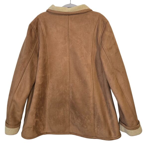 [15] VINTAGE Talbots Y2K Tan Faux Suede Zip Up Jacket XL Penny Lane Rancher - Picture 2 of 13